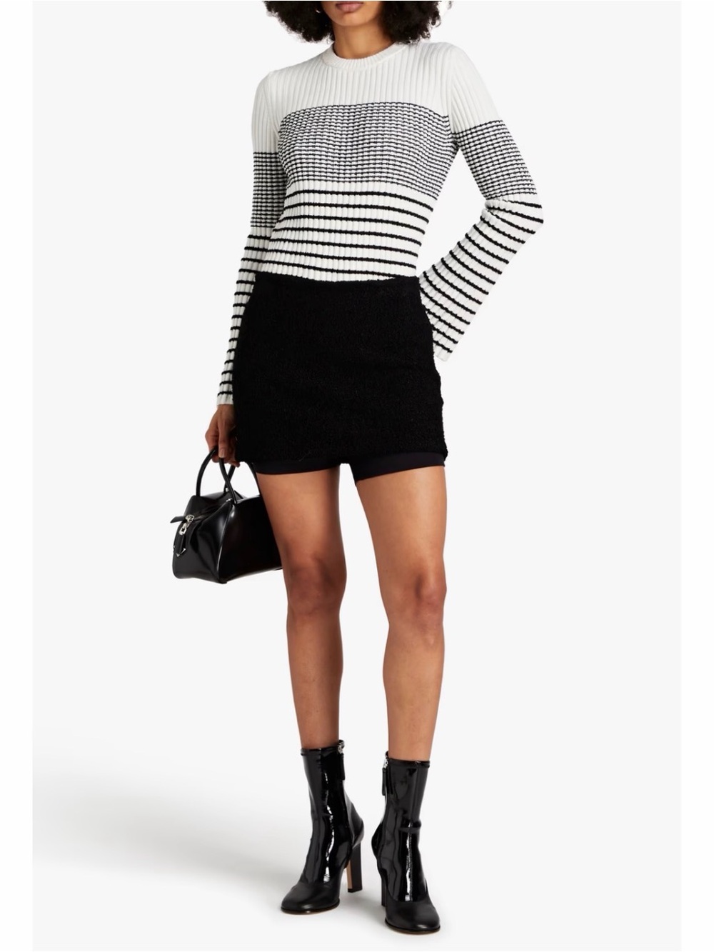Proenza Schouler Bouclé Mini Skort Size 4 Black Quiet Luxury Designer